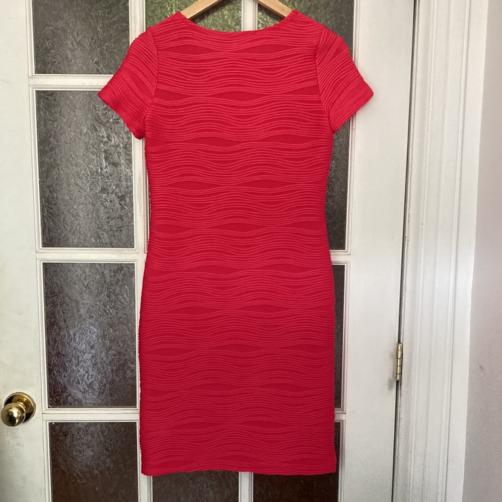 Elegant Red Ribbed Dress - Picture 6 of 6
